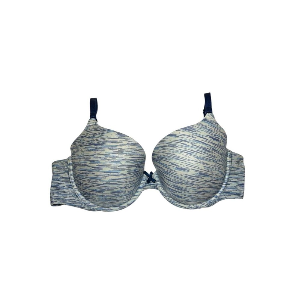 Victoria’s Secret lined Demi Blue Patterned T-Shirt Bra 34DD